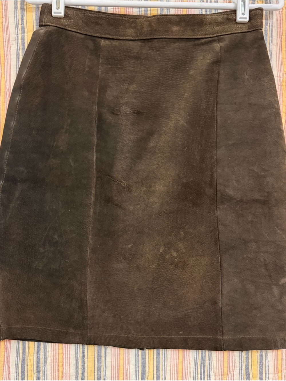 VTG The Limited Olive Green Suede Leather Lined Pencil Mini Skirt Sz 8